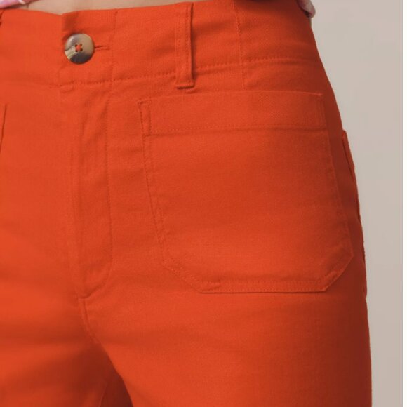 NWT Anthropologie The Colette Cropped Wide-Leg Pants Linen Edition TOMATO JUICE - Picture 3 of 9